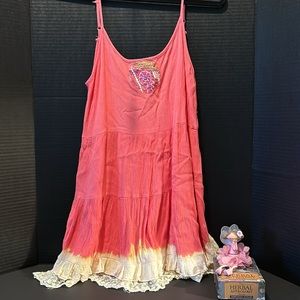Mora peach color spaghetti strap beach coverup. Large.